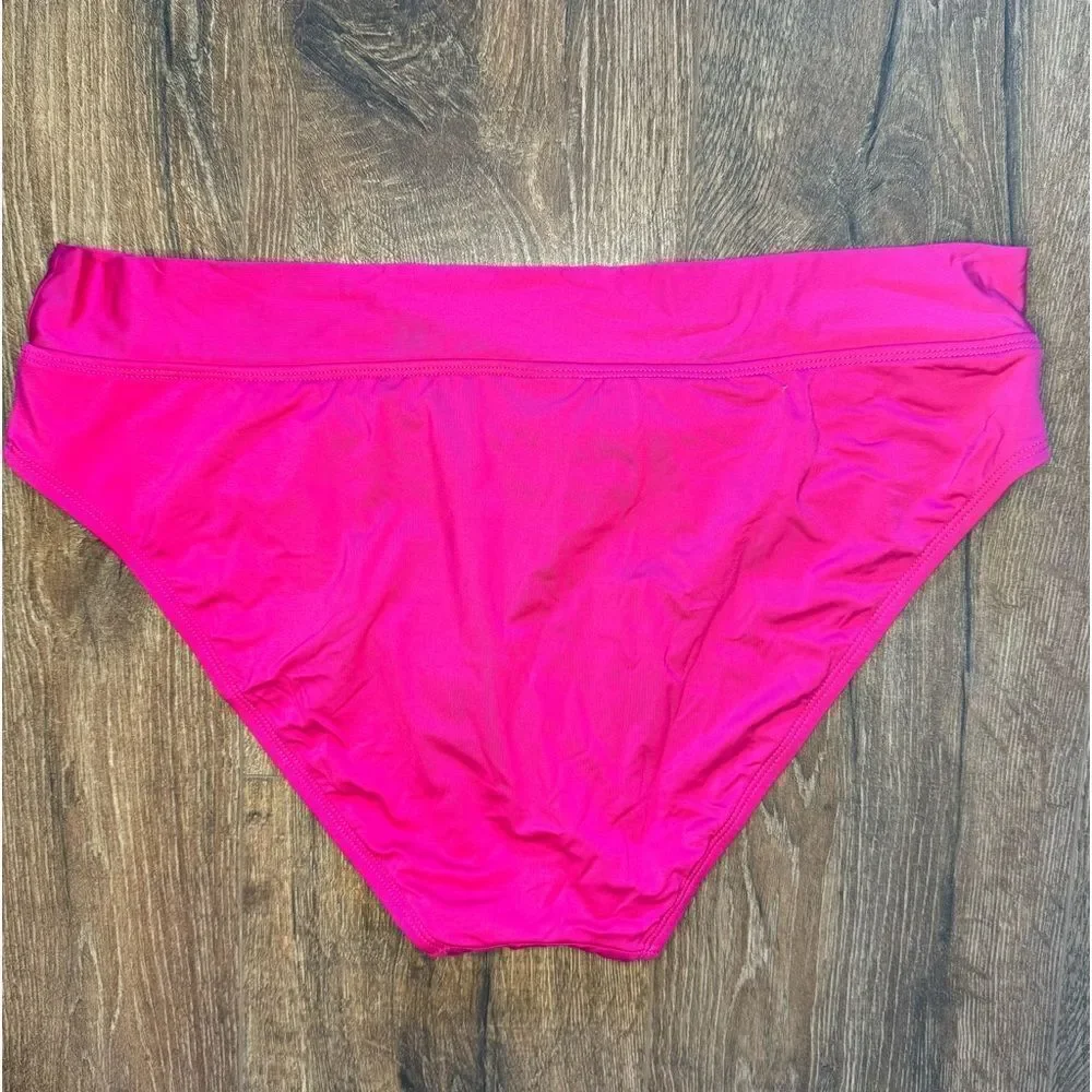 Kona Sol Rose Pink Shirred Hipster Medium Coverage Bikini Bottom